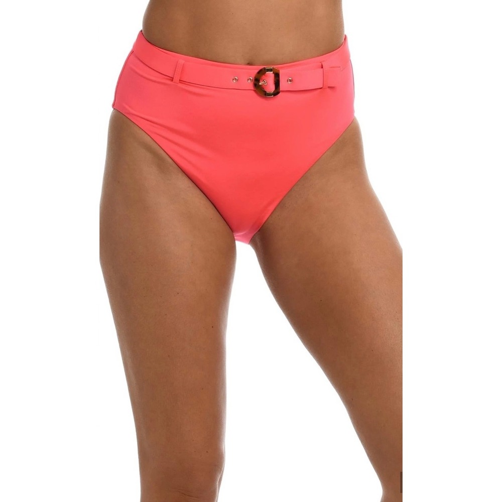 NWT Sunshine 79 Women Coral High Waisted Belted Bikini Bottom SN2SB98 Size 8